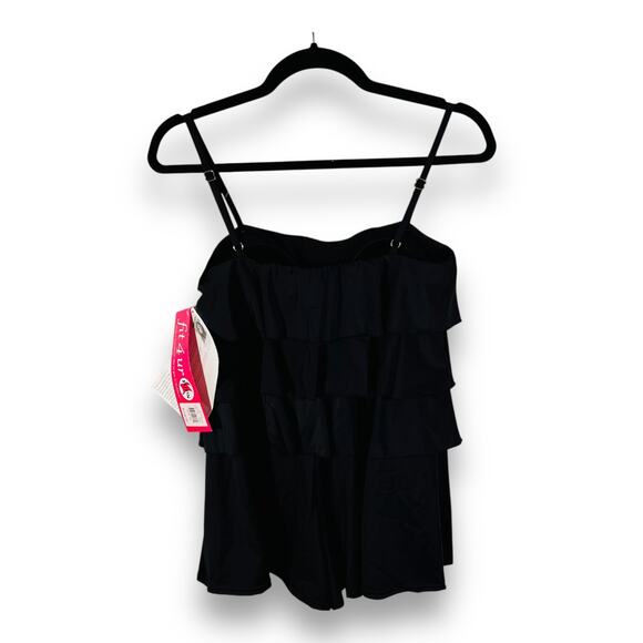 Fit 4 U Black Tiered Swim Romper Resort Beachcore Bathing Suit 10 - Picture 4 of 6